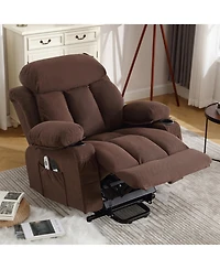 Power Lift Recliner Chair with Heat and Massage Electric Fabric Recliner Chair for Elderly with Side Pocket, Usb Charge Port, Remote Control for Livin
