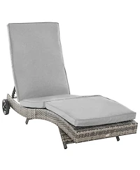 Flynama Chaise Lounge Pool Chair, Outdoor Pe Rattan Cushioned Patio Sun Lounger w/ 5-Level Adjustable Backrest & Wheels for Easy Movement, Wicker, Mix