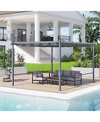 Aoodor 12x12FT Pergola Replacement Canopy- Retractable Sun Shade Cover with Water-Resistant & Upf 50+ Uv Blocking for Outdoor Patio, Brown/Gray