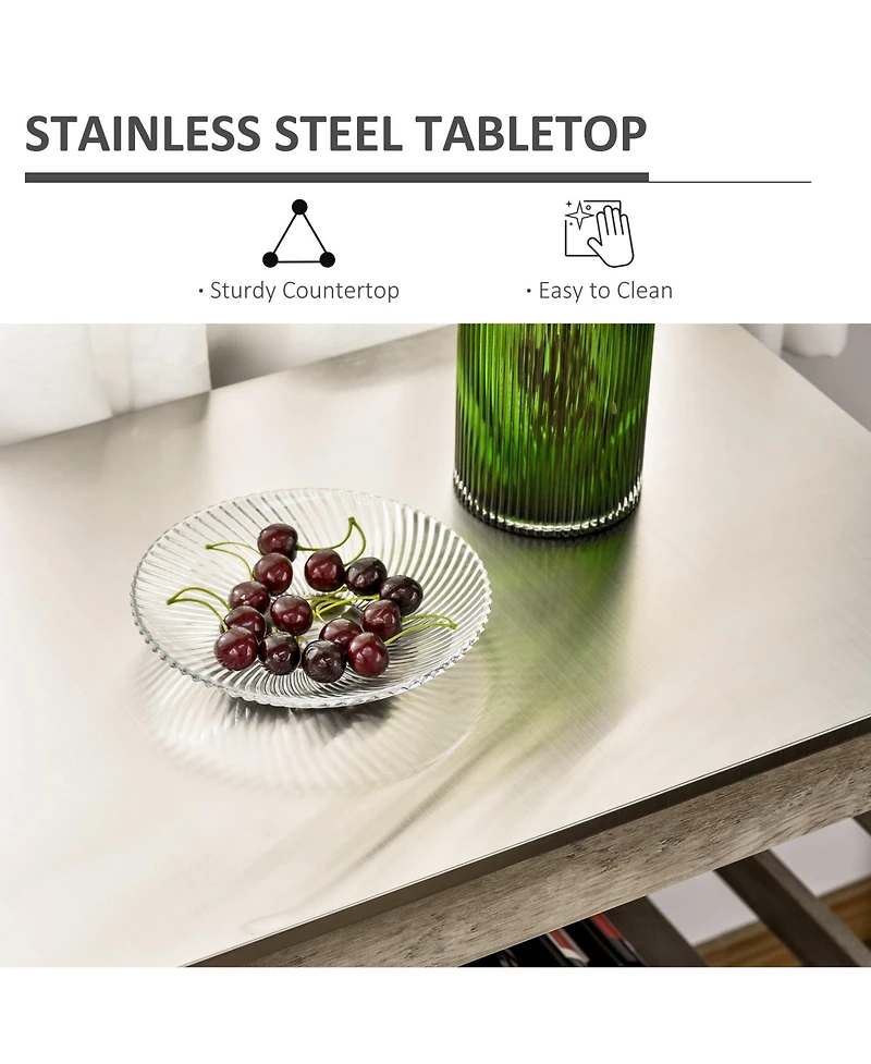 Halifax North America Gray Kitchen Helper: Rolling Cart with Stainless Steel Countertop