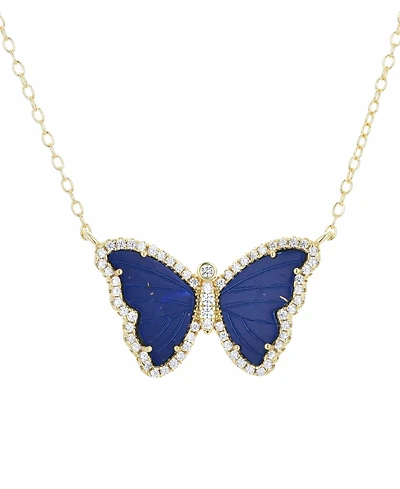 Kamaria Butterfly Necklace with Blue Lapis 14k Gold Plated Sterling Silver