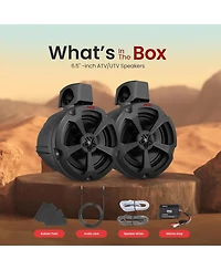 Pyle 6.5'' Water-Resistant Marine Speakers + 2 Channel Amplifier for Atv, Utv, 4x4, Jeep, Boat Stereo System (1200W)