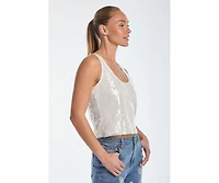 The Noli Shop Women's Sophia Sequin Tank - Capri Blue