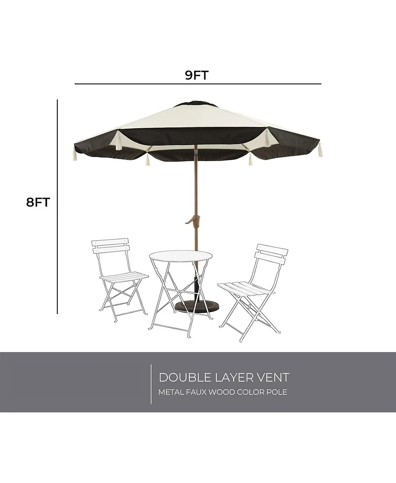 Mondawe 150cm All-Iron Tassel Sun Umbrella W/ Crank&Adjust Angle,Uv-Resistant Multifunctional Canopy