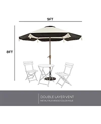 Mondawe 150cm All-Iron Tassel Sun Umbrella W/ Crank&Adjust Angle,Uv-Resistant Multifunctional Canopy