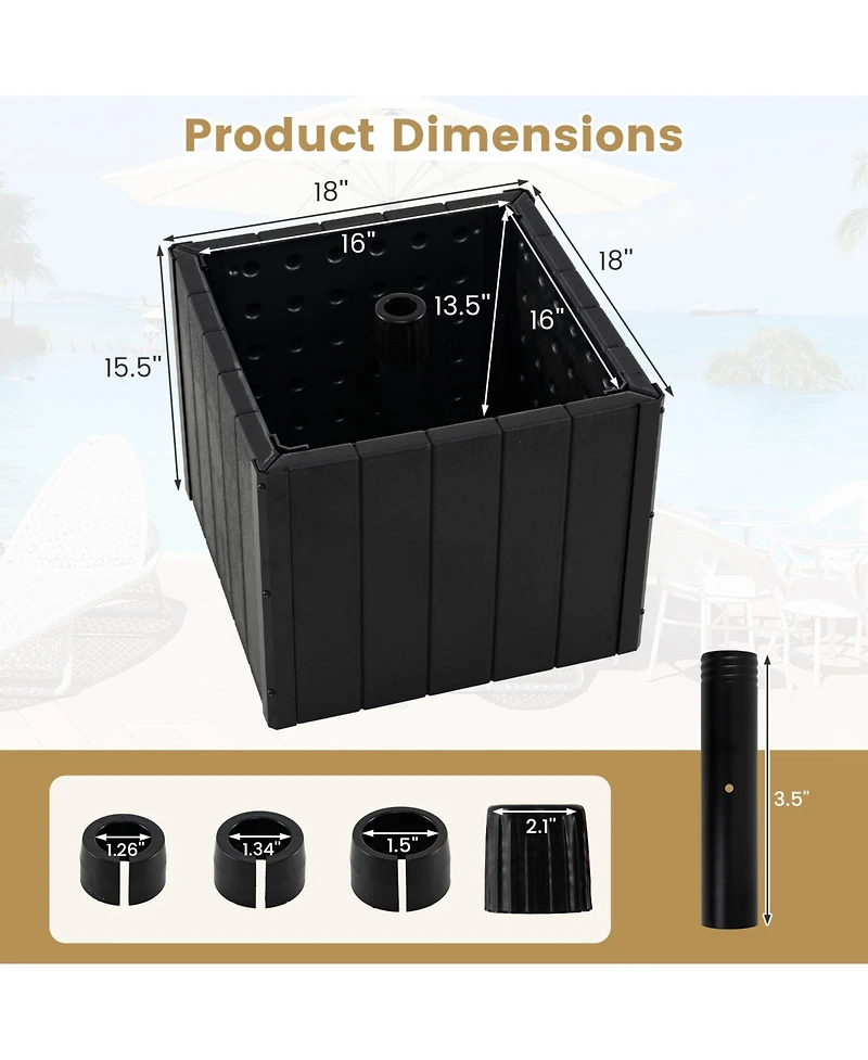 Gymax 2-in-1 Outdoor Umbrella Base Planter w/Flower Box 4 Rolling Wheels 88 Lbs Capacity