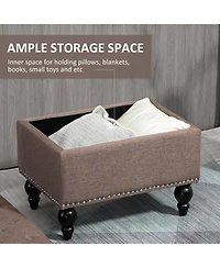 Homcom 25" Button-Tufted Storage Ottoman with Removable Lid