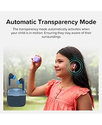 myFirst CareBuds (White) Kids Wireless Earbuds with 85dB Volume Limit, Built-in Mic, 6 Ear Tips, Anti-Lost Strap Easy Pairing, Gift for 4-15