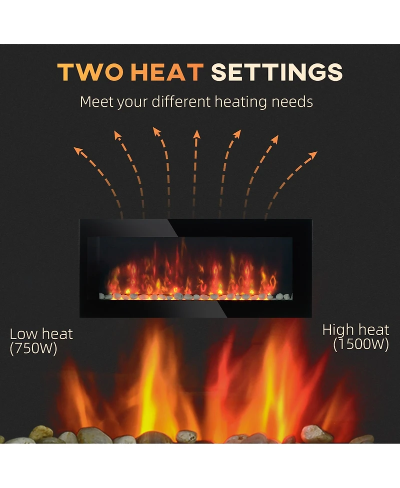 Homcom 41.3" 1500W Electric Fireplace with 7-Color Flame Effect,