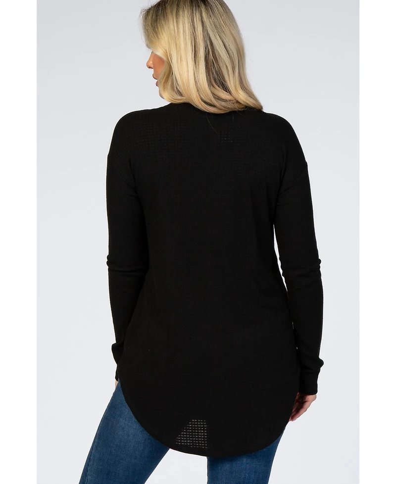 Pinkblush Maternity Black Long Sleeve Round Hem Textured Top