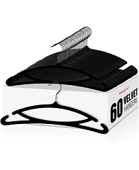 17.5 Inch Multifunction Velvet Hangers Black 60 Pack
