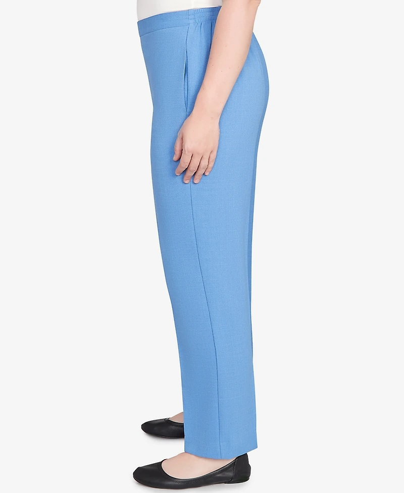 Alfred Dunner Women's Textured Pull On Elastic Medium Length Pants