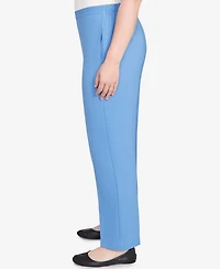 Alfred Dunner Women's Textured Pull On Elastic Medium Length Pants