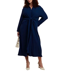 Eloquii Women's Drapey Faux Leather Mini Dress