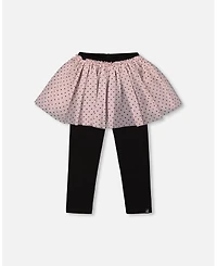 Deux par Girl Leggings with Tulle Skirt Pink and Black - Toddler|Child