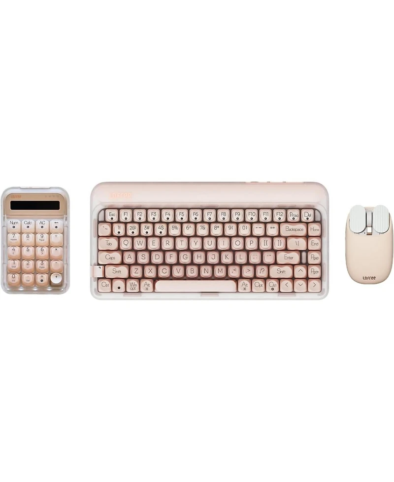 Lofree Dot Foundation Mechanical Keyboard with Wireless Numpad & Milk Tea Mouse, 75% Rechargeable Hot-swappable Keyboards with 3 Types Connection