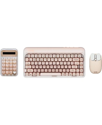 Lofree Dot Foundation Mechanical Keyboard with Wireless Numpad & Milk Tea Mouse, 75% Rechargeable Hot-swappable Keyboards with 3 Types Connection