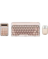 Lofree Dot Foundation Mechanical Keyboard with Wireless Numpad & Milk Tea Mouse, 75% Rechargeable Hot-swappable Keyboards with 3 Types Connection