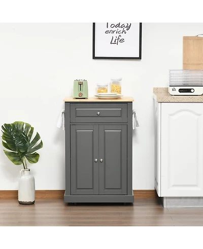 Halifax North America Gray Kitchen Helper: Rolling Cart with Drawer and Towel Racks