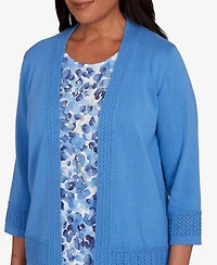 Alfred Dunner Women's Animal Two One Periwinkle Sweater