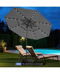 Gymax 10 Ft Solar Patio Umbrella w/ 32 Led Lights 3-Tier Vented Top Tilt Adjustment