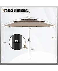 Gymax 10 Ft Solar Patio Umbrella w/ 32 Led Lights 3-Tier Vented Top Tilt Adjustment