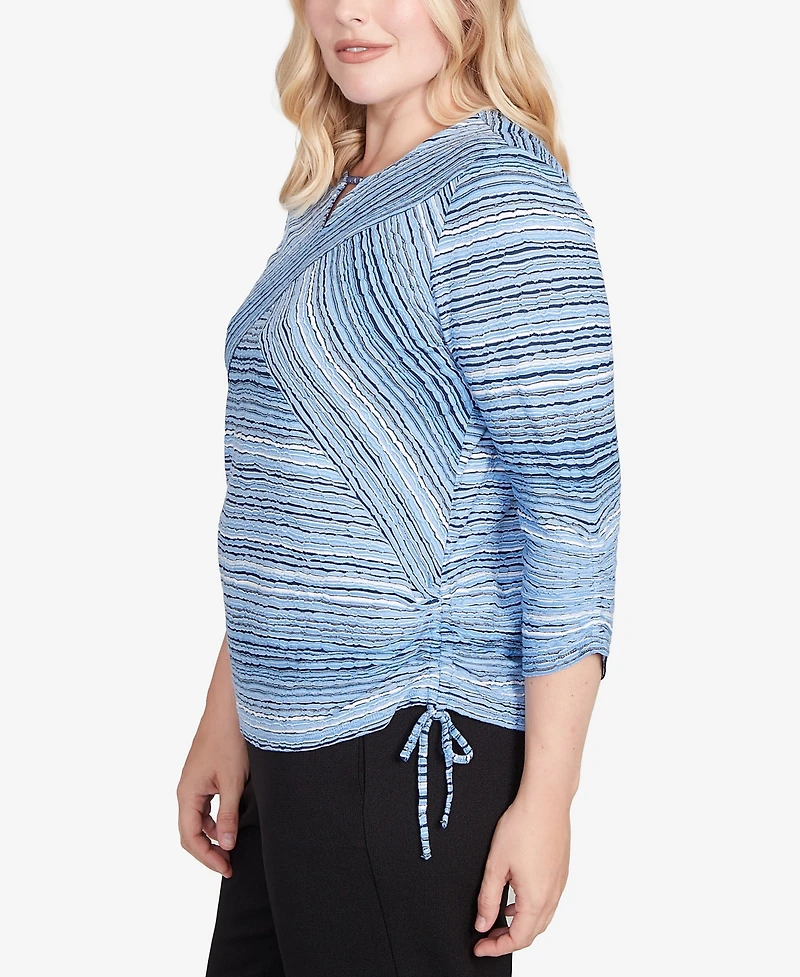Alfred Dunner Women's Spliced Textured Stripe Knit Top