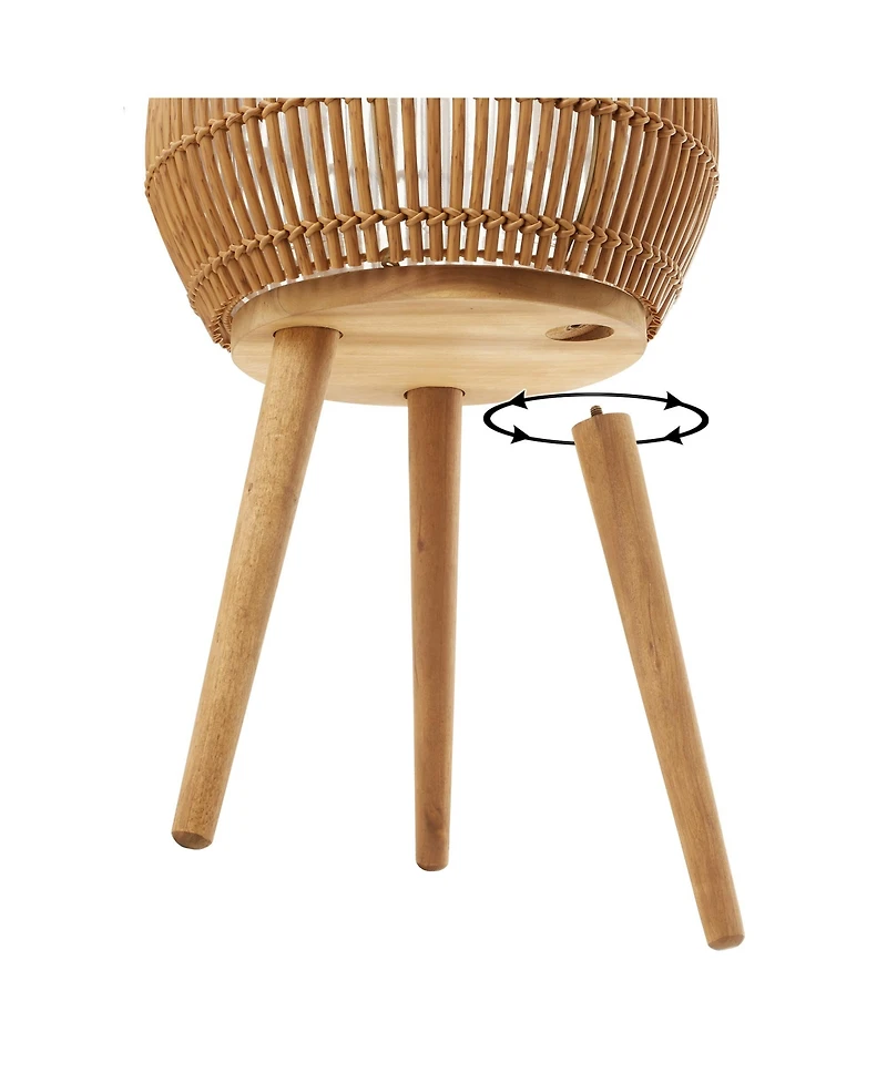 Casafield Floor Planter with Wood Legs in Natural, Planter Basket with Stand, Large Plant Pot Cover with Liner