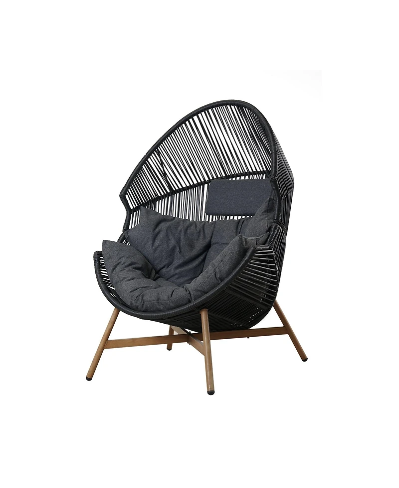 Mondawe Hand-Woven Wicker Oversized Egg Chair,Rust-Resistant Steel Frame & 6.25" Thick Cushion Chair