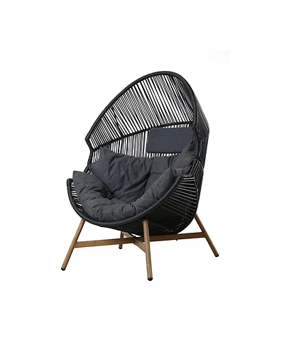 Mondawe Hand-Woven Wicker Oversized Egg Chair,Rust-Resistant Steel Frame & 6.25" Thick Cushion Chair