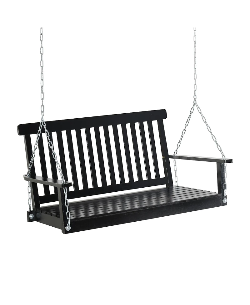 Flynama 2-Seater Hanging Porch Swing Outdoor Patio Swing Chair Seat with Slatted Build and Chains, 440lbs Weight Capacity