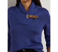 Lauren Ralph Women's Sabree Long Sleeve Buckle-Trim Sweater