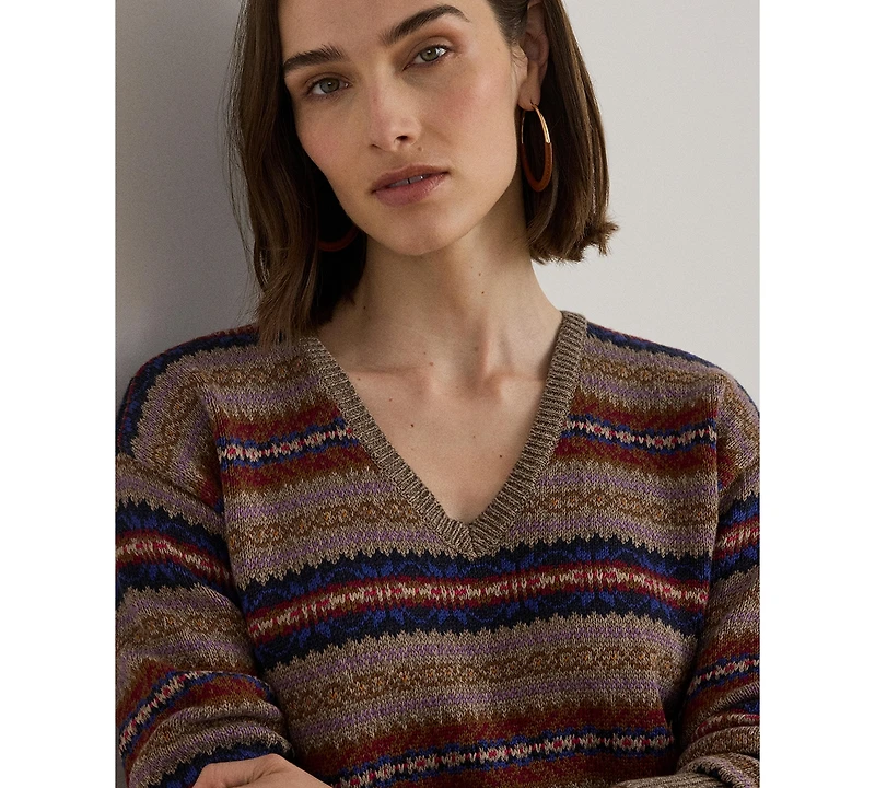 Lauren Ralph Women's Fair Isle V-Neck Sweater