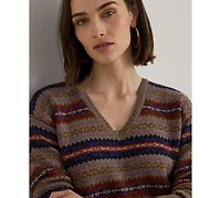 Lauren Ralph Women's Fair Isle V-Neck Sweater