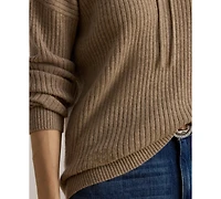 Lauren Ralph Women's Cashmere Yaymin Long Sleeve Sweater Hoodie