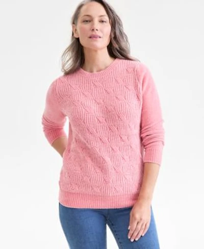 Style Co Womens Chenille Crewneck Cable Knit Sweater Macys Exclusive