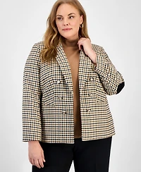 Jones New York Plus Check Faux Double-Breasted Jacket