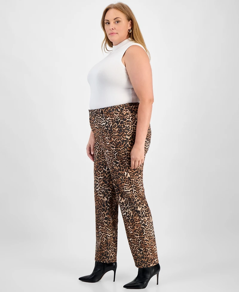 Jones New York Plus Printed Lexington Straight-Leg Pants