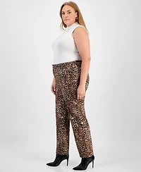 Jones New York Plus Printed Lexington Straight-Leg Pants
