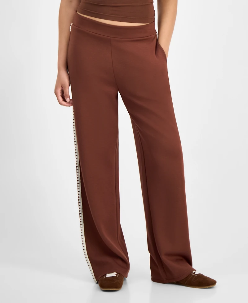 And Now This Women's Blanket-Stitch Scuba Pull-On Pants, Macy's Exclusive
