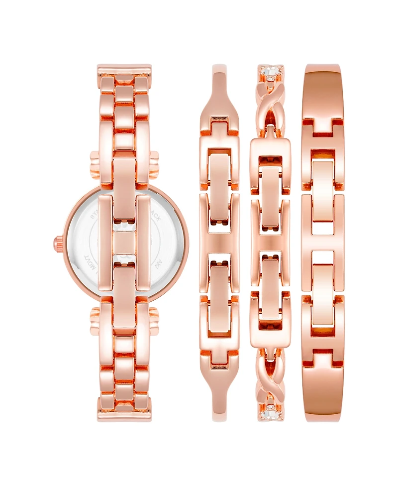 Anne Klein Women's Quartz Rose Gold-Tone Metal Alloy Bangle Watch Set, 24mm