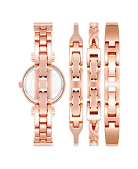 Anne Klein Women's Quartz Rose Gold-Tone Metal Alloy Bangle Watch Set, 24mm