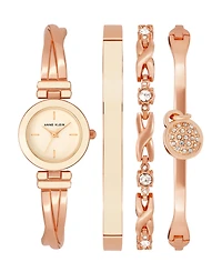 Anne Klein Women's Quartz Rose Gold-Tone Metal Alloy Bangle Watch Set