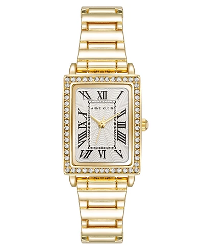 Anne Klein Women's Quartz Rectangular Gold-Tone Metal Alloy Watch