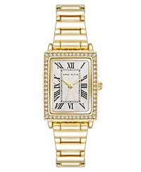 Anne Klein Women's Quartz Rectangular Gold-Tone Metal Alloy Watch