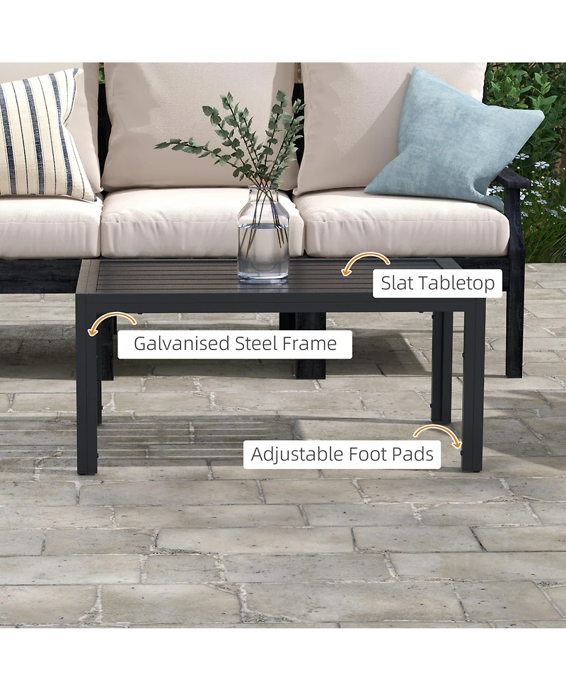 Outsunny Outdoor Table, Recgle Side Table with Steel Frame,