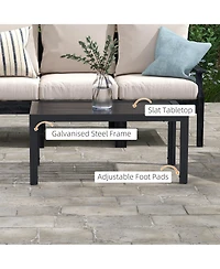 Outsunny Outdoor Table, Recgle Side Table with Steel Frame,