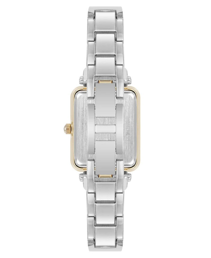 Anne Klein Women's Quartz Rectangular Black and Two-Tone Metal Alloy Bangle Watch, 23mm