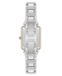 Anne Klein Women's Quartz Rectangular Black and Two-Tone Metal Alloy Bangle Watch, 23mm