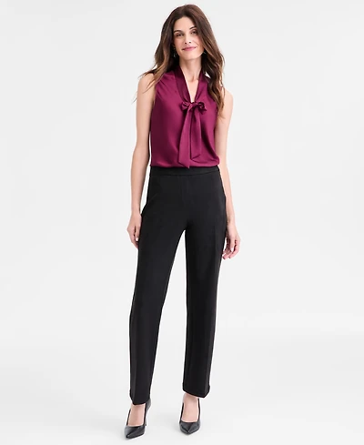 Kasper Women's Faux-Suede Mid-Rise Pull-On Straight Pants